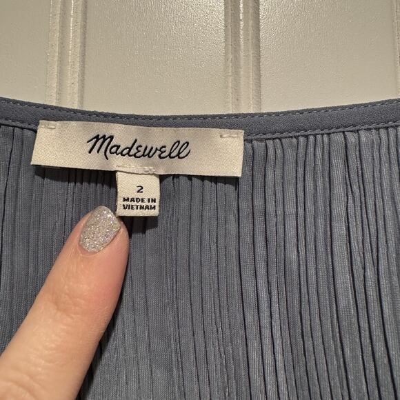 Madewell Goldie Slip Dress Plisse Tea Blue Midi Length Size 2 - Picture 5 of 7